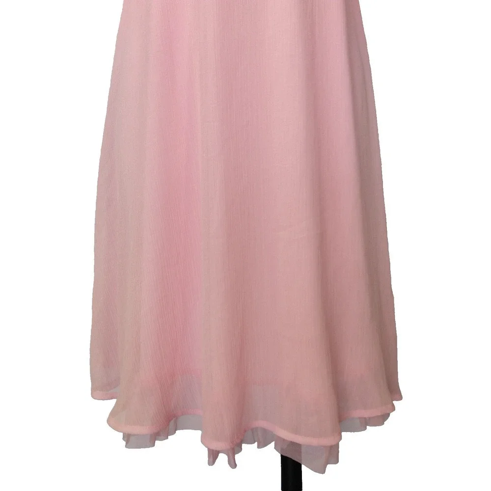 Vintage Y2K Pink Fairy Dress Size M Sleeveless Milkmaid Tie Back Fairycore 2000s